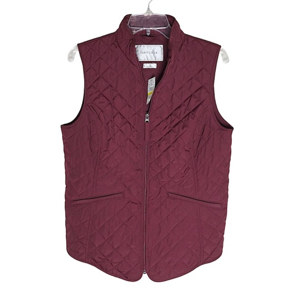 Van Heusen Women’s Burgundy Full Zipper Pockets Versatile Quilted Vest Size M